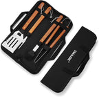 IMAGE Wooded BBQ Accessories Grilling Tools,Stainless Steel BBQ Tools Grill Tools Set for Cooking, Backyard Barbecue & Outdoor Camping Gift for Man Dad Women Barbecue Enthusiasts Set of 4