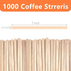 KTOJOY 1000 Pack Birch Wood Coffee Stirrers, 7 Inch Sturdy Coffee Stir Sticks, Smooth Round Ends, Splinter-Free Disposable Stir Sticks for Coffee, Cocktails, Office, Home Use