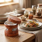 4-Piece Spice Grinder with Magnetic Lid, Resin Wood Grain Grinder with Integrated Screen & Transparent Storage Chamber, Manual Kitchen Seasoning Grinder