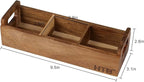 HTB Small Tea Bag Box Wooden, 3 Compartments Acacia Wood Tea Bag Chest with Handle, Mini Countertop Divided Storage Container for Beverage Supplies, Sugar, Sweeteners, Individual Packets