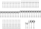 Oneida Silverware Set For 12, Flight 65-Piece Everyday Flatware Set with Serving Utensils, Service For 12, 18/0 Stainless Steel, Mirror Finish, Dishwasher Safe, Light Weight, Dining (Silver, 65 Piece)