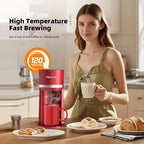 Horavie Mini Single Serve Coffee Maker for K Cup and Ground Coffee, Fast Brew One Cup Coffee Machine with Descaling Reminder and Water Window, 6 to 12 oz. Brew Sizes, Red
