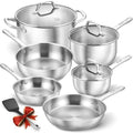 KOCH SYSTEME CS Stainless Steel Pots and Pans Set, 10 Piece Stainless Steel Cookware Set for Professional Cooking, Kitchen Cookware Sets, Induction Compatible Cookware Set 10 Pcs, Pots and Pans