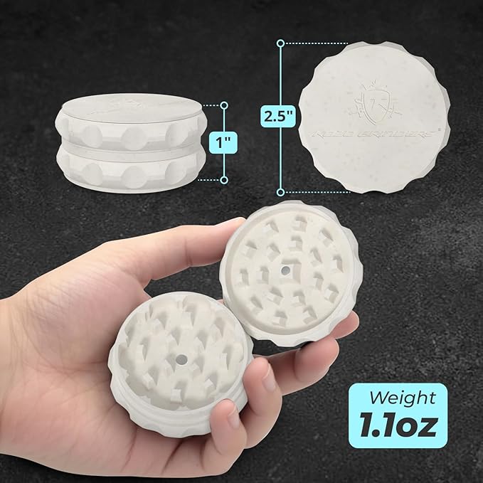 Kozo 2.5" Spice Grinder 2-Piece, Strong Grip By Kozo. (White)