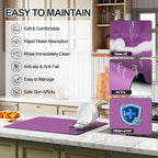 Ecotrim - Dish Drying Mat for Kitchen Counter | Coffee Bar Mat for Countertops | Heat Resistant Drainer Mat with Non-slip Rubber Backed | Hide Stain Kitchen Absorbent Draining Mat | Purple 18"x28"