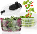 Santozz Rotary Salad Spinner with Bowl 4.2Qt, Lettuce Dryer, Vegetable Washer, Colander and Build in Draining System for Washing, Draining Vegetables, Greens and Fruits