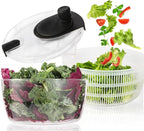 Santozz Rotary Salad Spinner with Bowl 4.2Qt, Lettuce Dryer, Vegetable Washer, Colander and Build in Draining System for Washing, Draining Vegetables, Greens and Fruits