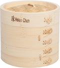 Helen's Asian Kitchen Bamboo Food Steamer With Lid, 6 Inch, 2 Tier Basket For Dumplings, Bao, Vegetables, Fish, And Rice
