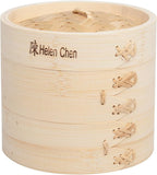 Helen's Asian Kitchen Bamboo Food Steamer With Lid, 6 Inch, 2 Tier Basket For Dumplings, Bao, Vegetables, Fish, And Rice