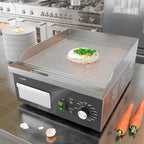 Electric Griddle, 14 Inch Flat Top Grill Commercial Electric Griddles Stainless Steel Adjustable Temperature Control 90℉-575℉ for Home or Restaurant Use