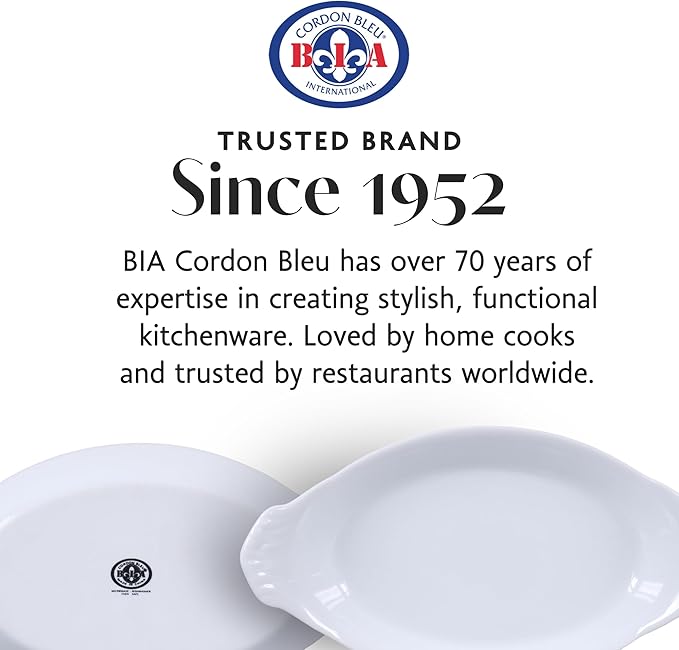 BIA Cordon Bleu Oval Au Gratin, Set of 4-10oz White Porcelain Ramekins with Glossy Finish - Microwave, Oven & Dishwasher Safe Small Baking Dishes for Appetizers, Sides & Gifting - 10" x 5.25"