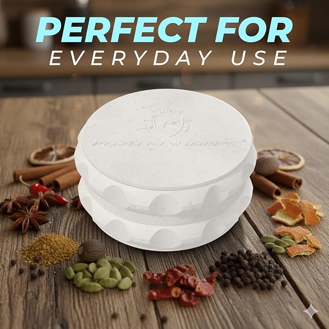 Kozo 2.5" Spice Grinder 2-Piece, Strong Grip By Kozo. (White)