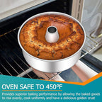 E-far Angel Food Cake Pan Set of 2, 10-Inch Stainless Steel Tube Pan for Baking Pound Chiffon Cake, One-piece Design & Non-toxic, Dishwasher Safe