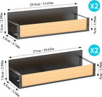 HuggieGems 4 Pack Magnetic Spice Storage Rack Organizer for Refrigerator and Oven, Wood Fridge Organizers and Storage