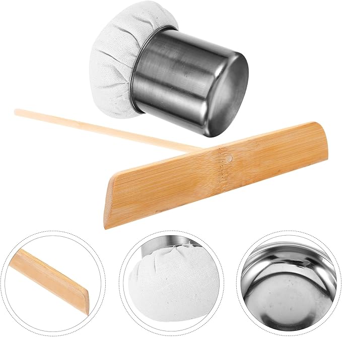 ARTIBETTER Stainless Steel Pancake Oil Wiper Basting Oil Applicator with Handle Pancake Making Kitchen Accessory and Grilling Sturdy Cooking Tool Set