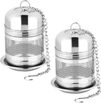 Fri4Free 2PCS Tea Infuser Strainer - Stainless Steel Strainers for Loose Leaf Tea, Steeper, Fine Mesh Ball holder with Chain Hook and Lid, Reusable Filter Bags Diffusers
