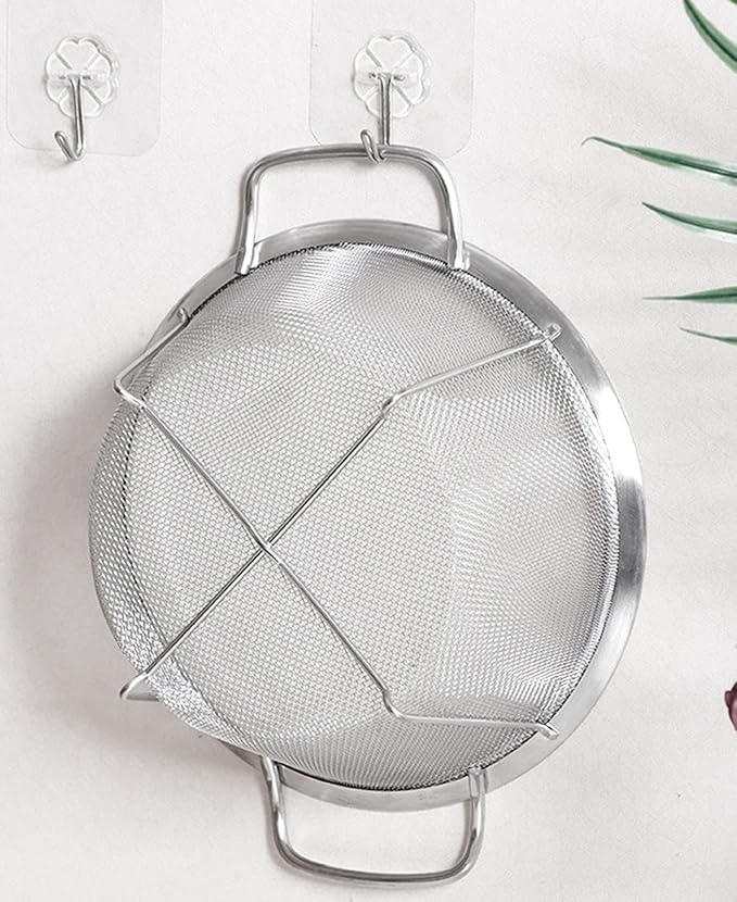 AJIODA Stainless Steel Mesh Colander Strainer Basket, 2.5 Quart Fine Mesh Net Colander with Heavy Duty Handles & Wide Rim & Resting Feet for Strain, Drain, Rinse, Fry, Steam or Cook Vegetables & Pasta