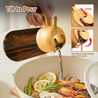 YARRAMATE 16oz/470ml Light Blocking Oil Sprayer for Cooking with Stickers, Food-Grade 2 in 1 Olive Oil Dispenser Bottle for Kitchen, Premium Dark Amber Glass Oil Bottle for Air Fryer, BBQ(Orange)