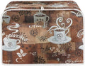 JEOCODY Toaster Bread Maker Cover with Handle - Coffee Theme Print, Wide Slot, Dust Protection