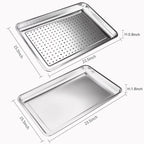 2-Pack 23.5"x15.5" Extra Large Heavy Duty Commercial Grade 304 Stainless Steel Baking Pan Set, Non-Toxic Deep Sheet Pan, 1 Solid & 1 Perforated Pans for Roasting, Defrosting, Draining, Cooling