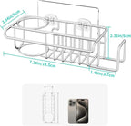HapiRm 4 in 1 Sink Caddy Sponge Holder, SUS304 Stainless Steel Kitchen Brush Holder + Dish Cloth Hanger + Soap Rack + Sink Stopper Rack + Sponge Caddy for Kitchen - Silver
