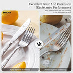 HIKAA Silverware Set, 45-piece Silverware Set with Serving Utensils Set, for Kitchen, Home, Wedding, Party, Mirror Polished and Dishwasher Safe