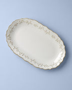 Lenox Home And Kitchen, Homespun Hors D'Oeuvres Tray, Stoneware Material, Serving Tray, Dishwasher And Microwave Safe, Snacks Fruit, Serving, Thistle Design (White, 1 Piece, 13.7 Inch L X 8.89 Inch W)