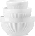Large Ceramic Mixing Bowls, White Kitchen Bowls (1QT/2.3QT/4.6QT), Set of 3 Nesting Bowls for Baking, Cooking, Serving, Prepping, Dough Bread Making Bowl, Microwave and Dishwasher Safe