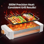 AORAN Electric Indoor Grill Smokeless, 800W Countertop Grill with Removable Non-Stick Cooking Plates & Hot Dog Rack, Easy to Clean, 13.4x8.3 Inch for BBQ, Panini, Meat, Vegetables