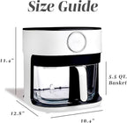 COOK WITH COLOR 1400W 5.5Qt Digital Kitchen Air Fryer with Glass Basket, 8 Presets Healthy Cooking Options, Bake, Fry, Reheat, 60-Min Timer, Adjustable Temperature Control 175°F–400°F, Linen White