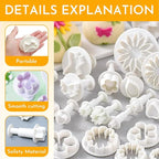 33Pcs White Flower Plunger Cookie Cutter DIY Blossom Flower Cake Fondant Mold Plastic Cake Decorating Tools Baking Accessories Cookie Cutters For Baking Plastic(10styles)