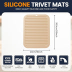Silicone Trivet Mats 2 Heat Resistant Pot Holders Multipurpose Non-Slip Hot Pads for Kitchen Potholders, Drying mat, Jar Opener, Spoon Holder, Coaster.(Crescent Moon)