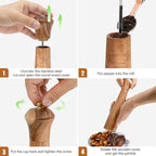 Wooden Pepper Grinder Pepper Mill with Adjustable Coarseness Pepper Grinder Refillable Salt Pepper Grinder Shaker Tableware Gifts Acacia Wood Salt Mill 10 Inch