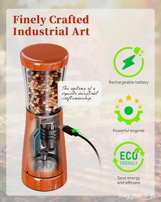 Electric Salt and Pepper Grinder Set with Storage Base, Stainless Steel Rechargeable Salt and Pepper Grinder Set with 4.5 oz Large Capacity, 1.8" Wide Mouth, Adjustable Coarseness, Ideal for Kitchen