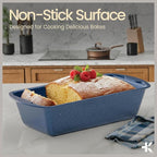 Nonstick Loaf Pan Set Pack of 1, Carbon Steel 11" Large Baking Bread Pan, Oven Safe Up to 450°F, PFOA, PFOS, PTFE Free, Space Saving Stackable Design, Stain Resistant, Dishwasher Friendly, Blue Marble