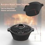 Wood Stove Humidifier + Garlic Roaster Steamer Set, Cast Iron Cookware for Fireplace, Camping, Kitchen - Pre-Seasoned, Heat-Resistant, Eco-Friendly