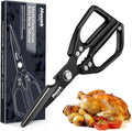HUUSK Kitchen Scissors for Food - Stainless Steel Kitchen Shears, Sharp Black Meat Scissors Dishwasher Safe, Heavy Duty Poultry Shears, Japanese Cooking Scissor for Chicken, Christmas Gifts for Men
