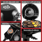 Electric Grill, CUSIMAX Electric Indoor/Outdoor Grill, 1600W Portable BBQ with Lid for Indoor & Outdoor Use, Adjustable Heat, Removable Stand Grill for Cookouts, BBQ Gatherings, Small Spaces