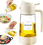 PARACITY Oil Dipenser Bottle with Silicone Bottom, 2 in 1 Olive Oil Sprayer and Dispenser, Oil Spray Bottle 500ML/ 17OZ for Cooking, Kitchen, BBQ, Air Fryer, Salad, Baking(1PC White)