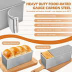 2.2lb Pullman Loaf Pan with Lid, Nonstick Carbon Steel Square Bread Pan for Baking Shokupan, Sandwich, Pain de Mie & Sourdough – Includes 6 Bonus Tools
