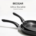 BECIGAR Black Ceramic Pots and Pans Set, 15PCS Nonstick Set Ceramic Cookware Set, Nonstick Pan Pots and Pans Set Non Stick Cookware set