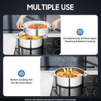 5-Tier Stainless Steel Steamer, 28cm Stackable Steamer with Clear Visible Lid, Large Capacity Cookware Steaming Pots for Bread, Dumplings, Vegetables