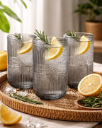 Glaver's Smoke Highball Drinking Glasses, 17 Ounces, Cocktail Bar Vintage Kitchen Glasses, Set of 4 Elegant Everyday Premium Basic Heavy Duty Glassware Set