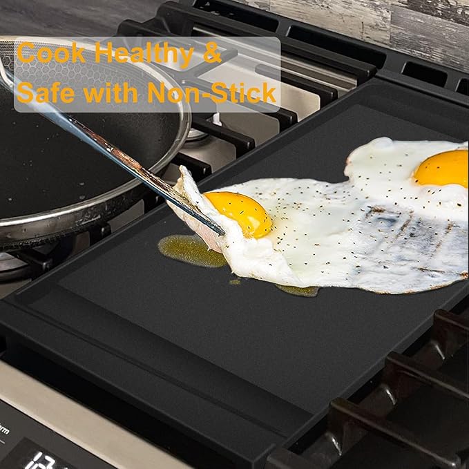 UPGRADED WB31X24738 Griddle Replacement for GE Appliance Gas Range Center Griddle,9 ×19.5 inch Griddle Compatible with GE Stove Parts, Cast Iron with Food Grade Nonstick Griddle Cooktop Plate Flat
