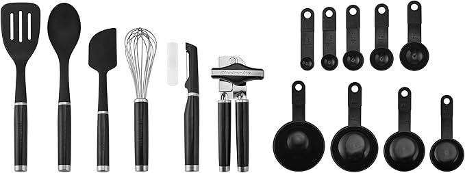 KitchenAid 15-Piece Tool and Gadget Set with Pizza Wheel, 9-Inch, Black