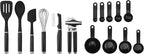 KitchenAid 15-Piece Tool and Gadget Set with Pizza Wheel, 9-Inch, Black