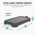 Martha Stewart 12” x 22” Electric Griddle, XL Ceramic Nonstick Flat Top Cooking Surface, Adjustable Temperature Dial, Drip Tray, Dishwasher Safe, 1500W Fast Even Heating, Pancakes & Eggs, Caviar Gray