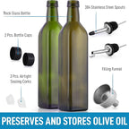Zulay Kitchen (2 pack 17oz Olive Oil Dispenser Bottle For Kitchen - With 2 Spouts, 2 Removable Corks, 2 Caps, & 1 Funnel - Oil Bottle For Kitchen & Storing Liquids