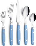ANNOVA Silverware Set, Retro/Rivet Colorful Stainless Steel Tableware Kitchen Flatware Set Utensils, Includes Dinner Knives, Forks, Spoons, Salad Forks & Dessert Spoons (Light Blue, 20 Pieces)