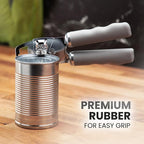 Zulay Kitchen Heavy Duty Stainless Steel Can Opener Manual with Bottle Opener - Rust Proof Manual Can Opener With Turn Knob & Comfy Soft Grip Handles - Light Gray